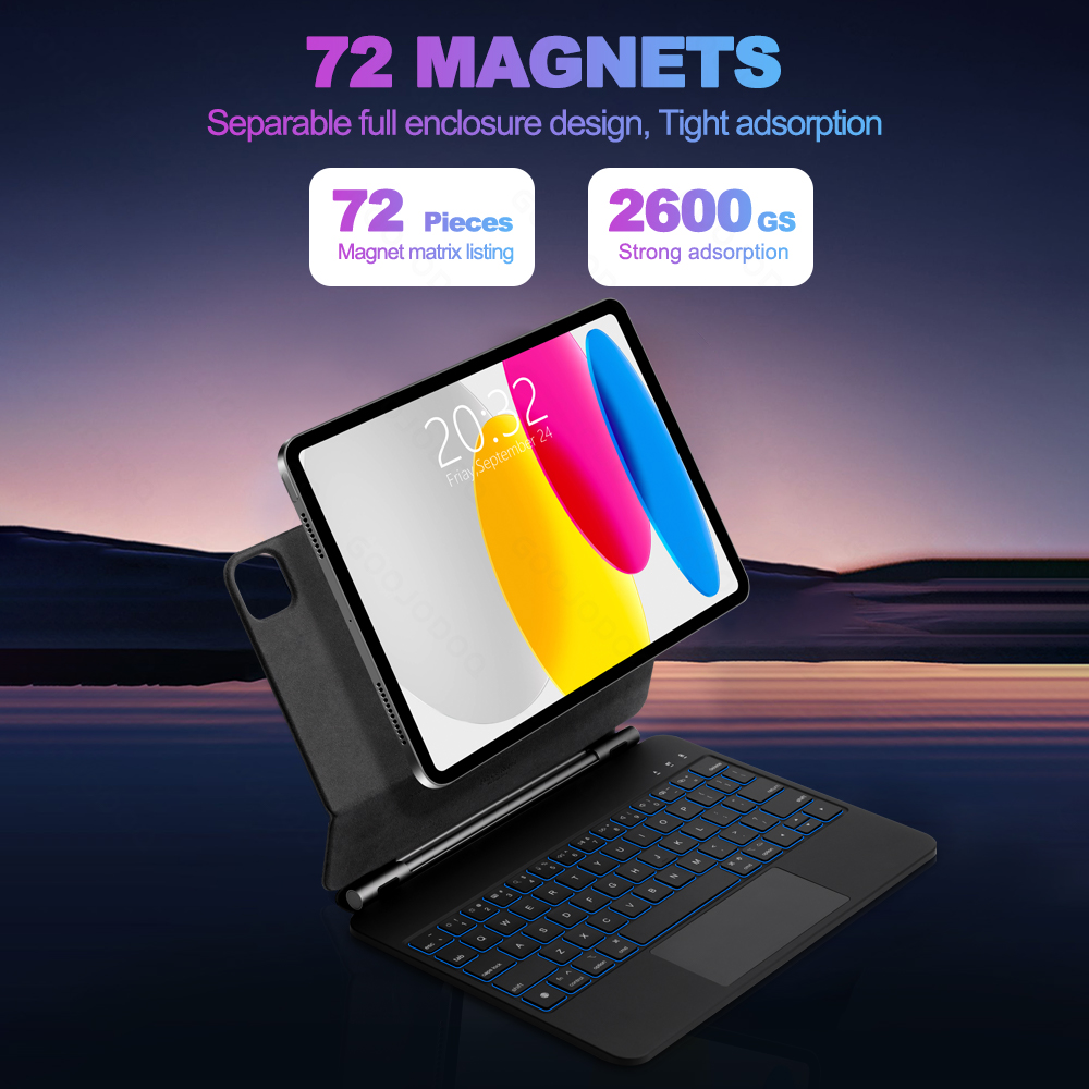GOOJODOQ Teclado mágico para i - Ipad Cover Folio reseña y precio